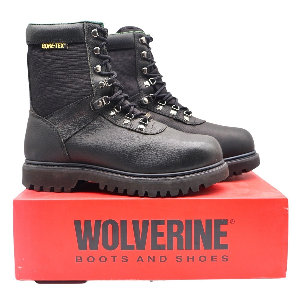 Wolverine Big Horn Boots Mens 8.5 W Vintage Y2K Black Leather Gore-Tex 03851 NEW